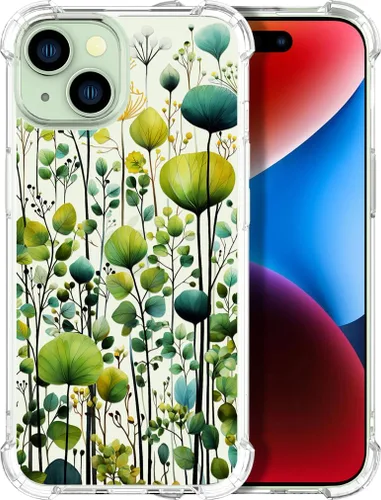 Vista 45 de Compatible con iPhone 14, funda transparente y bonita para mujeres y niñas, diseño floral, diseño floral femenino, funda para teléfono 14