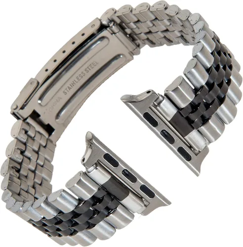 Vista 4 de Gilden Correa de reloj de acero inoxidable extra larga sin expansión 1542-SMART, compatible con Apple Watch
