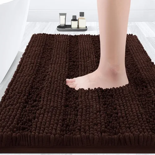 Vista 77 de ACCUMTEK - Juego de alfombras de baño a rayas beige de 3 piezas, ultrasuaves, antideslizantes de chenilla, alfombras de baño mullidas y absorbentes