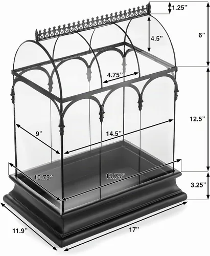 Vista 3 de Terrario grande de vidrio para plantas suculentas, contenedor tipo caja Wardian de H Potter WAR150