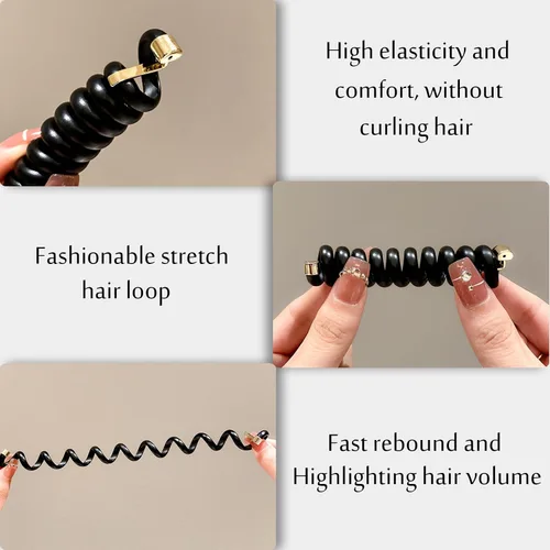Vista 3 de 2 ligas para el cabello en espiral, alta elasticidad, hebilla sin arrugas para mujeres, banda trenzada impermeable a la moda, accesorios de bobinas
