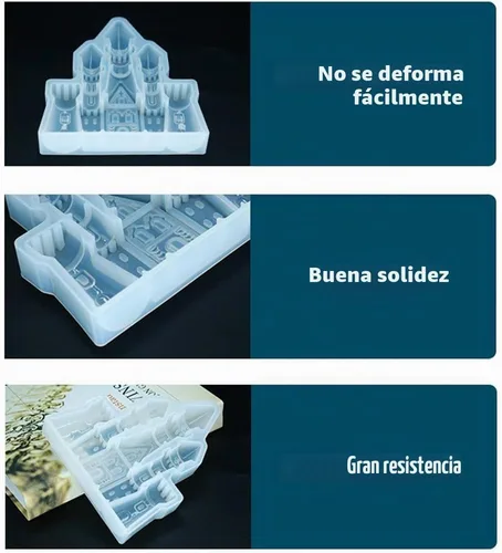 Vista 3 de iSuperb Moldes de silicona de 2 estilos para resina 3D Dream Castle, moldes de resina de cristal epoxi para candelabros de jabón, arcilla 2 Castillo