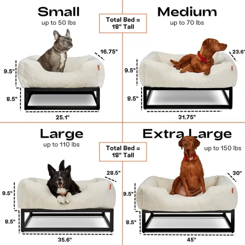 Vista 4 de FUZI Cama elevada para perro, camas elevadas de lujo para perros, funda extraíble y lavable a máquina, cama ortopédica para mascotas para interiores