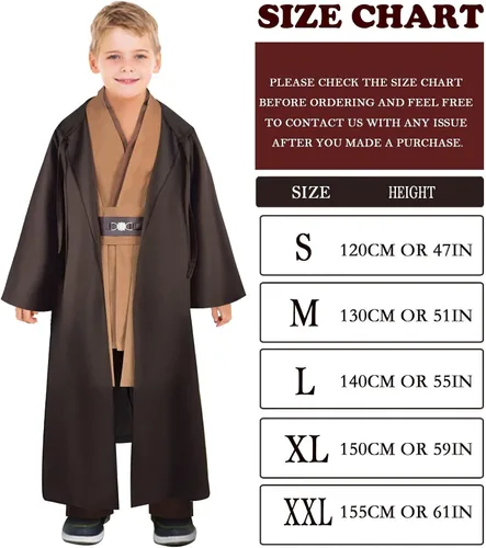 Vista 4 de Disfraz de Anakin para niños, túnica con capucha para Halloween, cosplay, uniforme