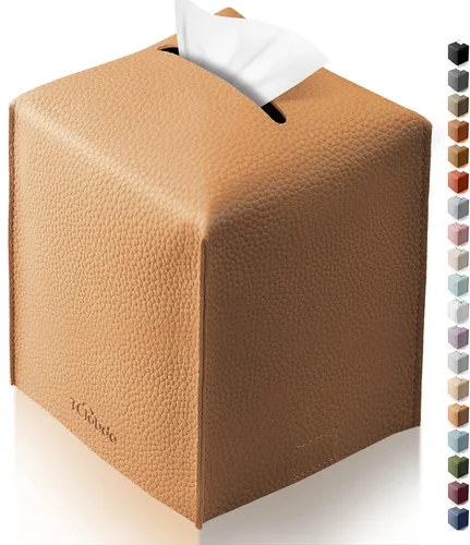Vista 24 de Funda cuadrada para caja de pañuelos de piel sintética moderna para decoración creativa, paquete de 2, ideal para baños, oficina, coche, mesita