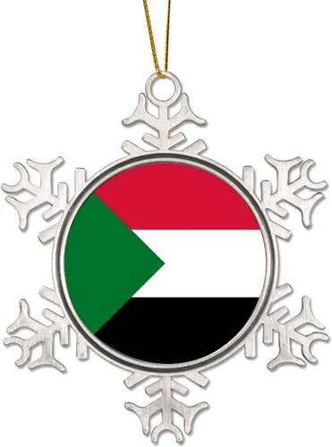 Vista 12 de Bandera nacional de peltre copo de nieve adornos de Navidad de China Taiwán bandera adornos para árbol de Navidad, decoración colgante de metal