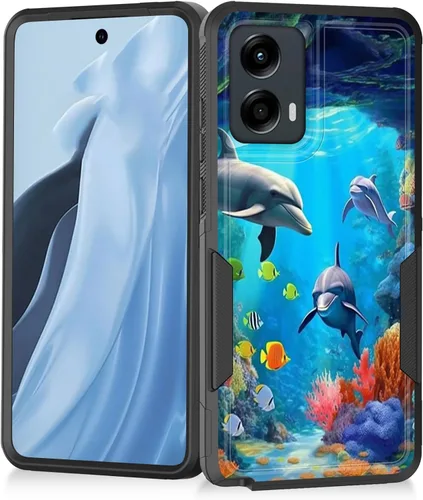 Vista 133 de Funda para Moto G Play 4G 2024, resistente de doble capa híbrida de policarbonato duro, goma suave, a prueba de golpes, funda protectora resistente