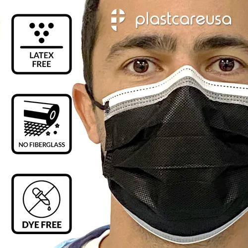 Vista 5 de Paquete de 100 máscaras faciales desechables ASTM Nivel 3 de 4 capas azules y 100 negras