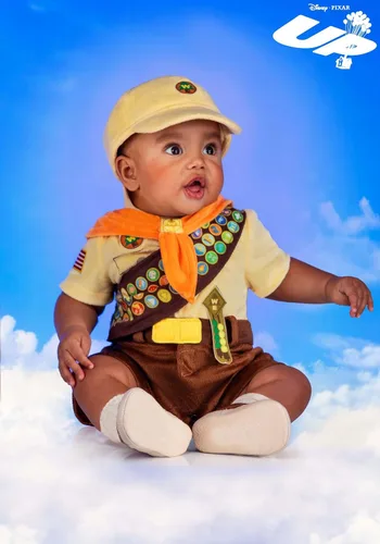 Vista 5 de Adorable Adventure Begins Disney and Pixar Russell Up Infant Costume - Let Your Little Explorer Soar with Joy!