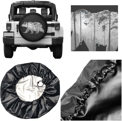 Vista 5 de Bear Forest Mist - Cubierta de neumático de repuesto para neumáticos de cámper, resistente a la intemperie, impermeable, a prueba de polvo, ajuste