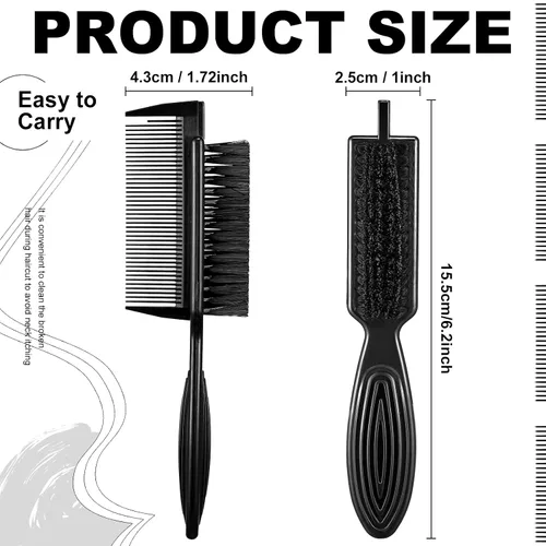 Vista 2 de Rozer 4 piezas de cepillo de peluquero 2 en 1 peine para limpieza de cortaúñas – Herramienta de cepillo de pelo de grado barbero para peluqueros