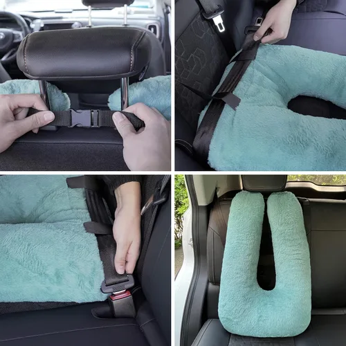 Vista 4 de Atablyn La almohada de cuello para niños proporciona doble apoyo a la cabeza y el cuello en cualquier posición de sueño en vuelos, automóviles
