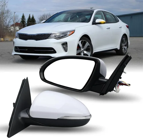 Vista 25 de Espejo lateral del conductor compatible con espejos Kia Optima 2011 2012 2013 con luz intermitente, vidrio eléctrico, plegado manual, repuesto Negro