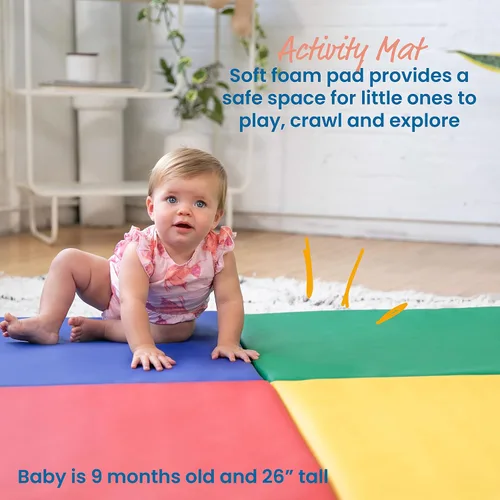 Vista 3 de ECR4Kids SoftZone Quad Fold-N-Go Activity Mat, Folding Playmat, Contemporary