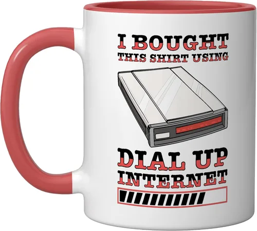 Vista 5 de 90s Nostalgia Retro 90s Dial Up Internet Vintage Ceramic Mug, Black/White