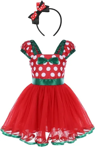 Vista 7 de IWEMEK - Maillot de ballet con diadema para niña con lunares, disfraz con diadema, leotardo