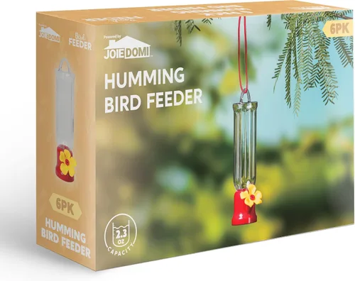 Vista 7 de JOIEDOMI Juego de 6 mini comederos para colibríes con cables para colgar, juego de comederos transparentes para colibríes al aire libre con 3