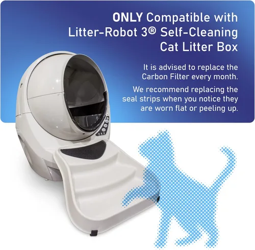 Vista 4 de PET STANDARD Filtros de carbono de repuesto y 1 juego de tiras de sellado de repuesto compatibles con la caja de arena autolimpiante para gatos