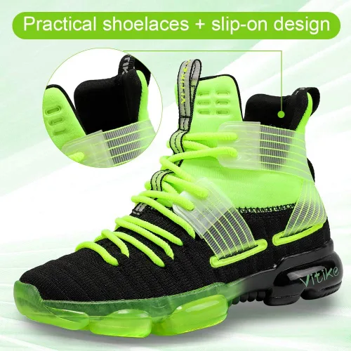 Vista 3 de JMFCHI - Zapatos de baloncesto para niños, de alta calidad, deportivos, duraderos, con cordones, antideslizantes, para correr, seguros para niños
