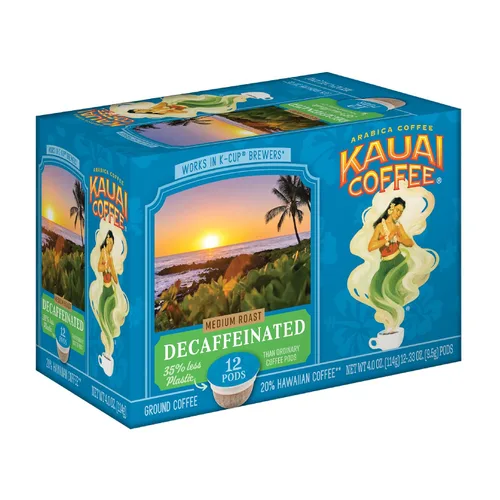 Vista 19 de Kauai Coffee Cápsulas K-Cup para cafeteras Keurig, café arábica, 10% hawaiano, tostado medio, aroma brillante con notas florales, descafeinado, 1