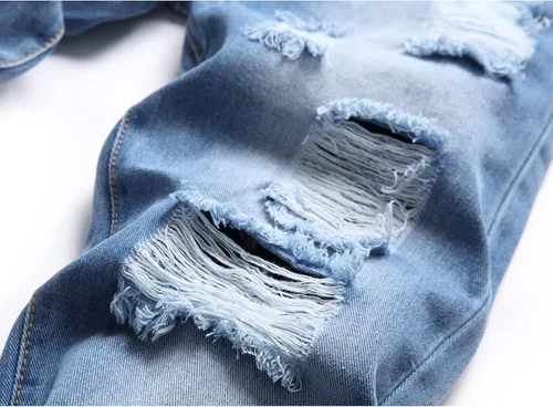 Vista 5 de ZEESEN Jeans rasgados para hombre, ajustados, ajuste regular, pierna cónica, desgastados, pantalones de mezclilla para hombre con agujero