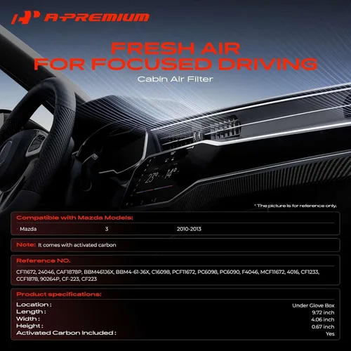 Vista 2 de A-Premium 2-PC Filtro de aire de habitáculo con carbón activado Compatible con modelos Mazda - 3 2010 2011 2012 2013