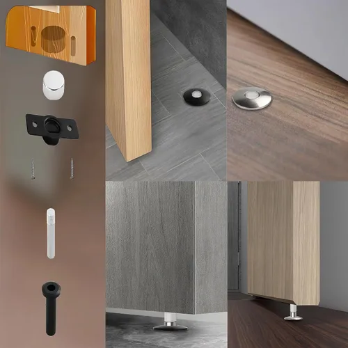Vista 2 de Tope de puerta magnético, tapón de puerta oculto de acero inoxidable invisible Strong Magnetic Hold Prevents Door Impact And Noise. Ultra Thin