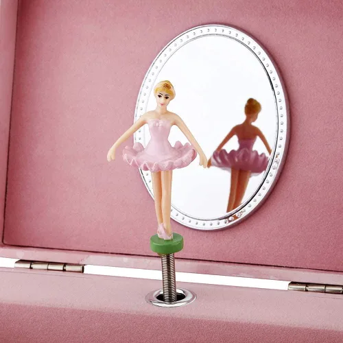 Vista 5 de RR ROUND RICH DESIGN Joyero musical para niñas con tema de bailarina color rosa