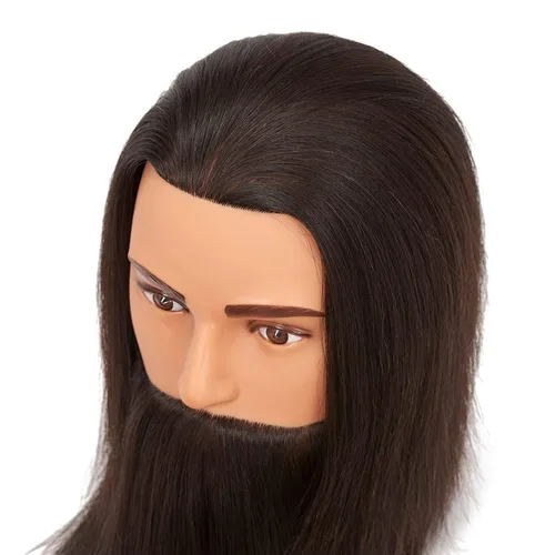 Vista 5 de Cabeza de maniquí de 8-10 pulgadas, 100% cabello humano, cabeza de entrenamiento de peluquería, cabeza de maniquí para entrenamiento, cosmetología