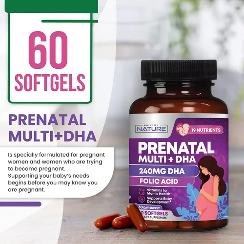 Vista 6 de Vitaminas prenatales para mujeres – Multivitamínico con DHA, ácido fólico, vitamina C, B12, hierro y omega-3 – Suplemento antes, durante y después