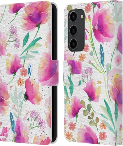 Vista 153 de Head Case Designs Officially Licensed Ninola Abstract Poppies Lilac Floral Leather Wallet Case Compatible with Samsung Galaxy A07 4G