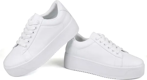 Vista 4 de JABASIC Zapatos deportivos de moda para mujer, con cordones, elegantes y cómodos para caminar