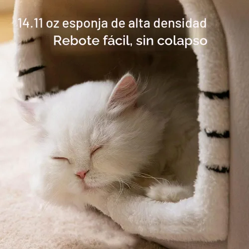 Vista 3 de Casa de Perro de Interior de Lujo con Doble Techo para Gatos, Caseta Plegable Cálida y Suave, Esponja de Memoria de Alta Elasticidad 30D, Cojín