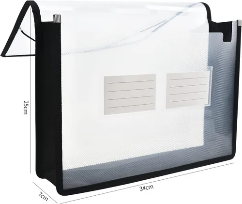 Vista 2 de Carpeta de archivos expandible organizador de documentos r con solapa y cierre de cable, bolsa de documentos transparente impermeable, expansión