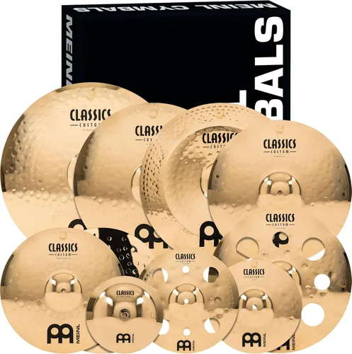 Vista 4 de Classics Custom Brilliant Complete Set - Fabricado en Alemania, 2 años de garantía 3 platillos de bronce B12 de 14/18/20 pulgadas, para tambores