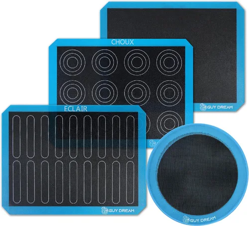 Vista 8 de GUY DREAM - Alfombrilla perforada de silicona para hornear de 3 piezas, 11-4/5 x 15-3/4 pulgadas, 1 alfombrilla Choux, 1 alfombrilla Eclair y 1