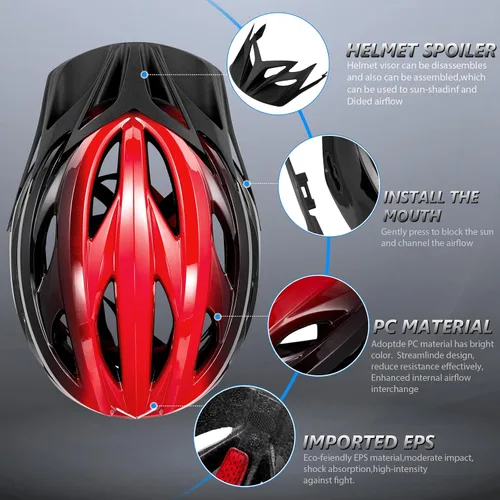 Vista 5 de Bike Helmets for Men - Women Bicycle Helmet Adult - Certified Lightweight Comfort Adjustable Cycling Helmet with Detachable Visor for Mountain Road