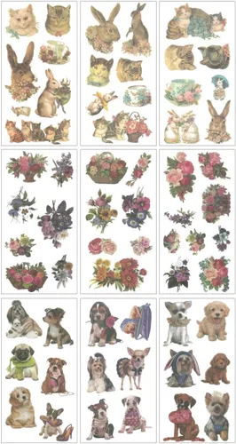 Vista 2 de allydrew Washi - Juego de calcomanías para álbumes de recortes, manualidades para papelería, diario, fabricación de tarjetas, (9 hojas), conejos