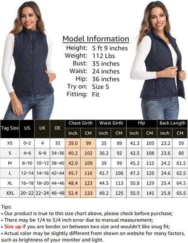 Vista 4 de Chaleco para exteriores de mujer, chaleco acolchado ligero con cremallera y cuello alto.
