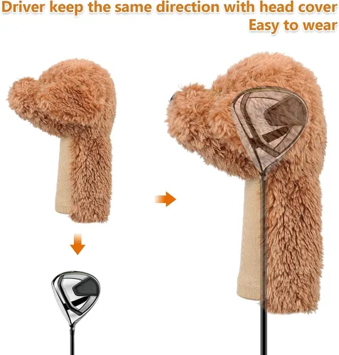 Vista 7 de Fundas de Golf Dibujos Cabezas, Fundas para Cabeza de Palo de Golf Labradoodle/Golden Doodle, Protector de Palo de Golf Adorable y Suave