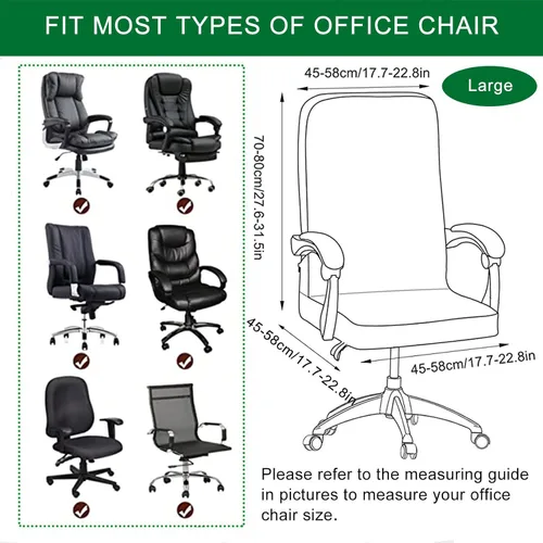 Vista 6 de CRFATOP Fundas para silla de oficina, funda elástica para silla de escritorio con cremallera, funda giratoria universal para silla de computadora