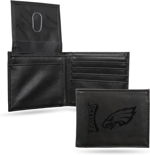 Vista 12 de Rico Industries Billeteras grabadas con láser de los Philadelphia Eagles de, Negro, Trifold