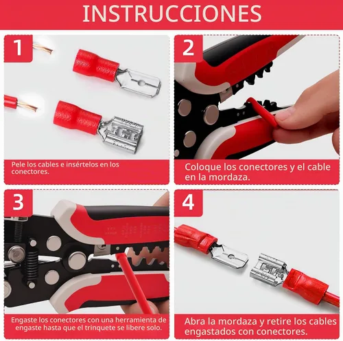 Vista 7 de Juego de herramientas para pelacables de 201 piezas, herramienta automática autoajustable de 8 pulgadas para AWG 10-24, pelacables automático 3