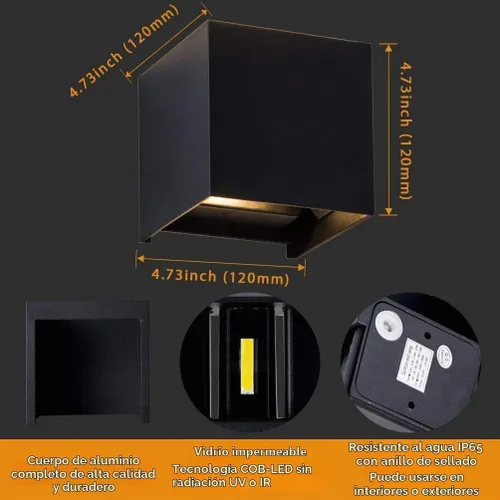 Vista 8 de Lámpara de pared de aluminio LED impermeable, (Sensor de atardecer a amanecer mejorado) Luz exterior impermeable 20W 100-277V 2800K-3000K