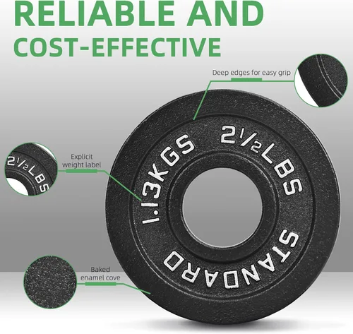 Vista 3 de Fitvids 2-Inch Olympic Cast Iron Weight Plate for Strength Training & Weightlifting, Multiple Sizes