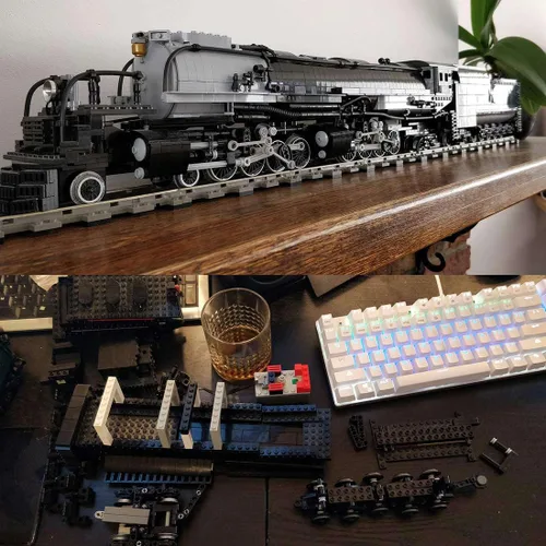 Vista 4 de Bloques de construcción de locomotora, 1/40 4014 Big Boy RC Train Juego de bloques de construcción, kit de locomotora de vapor a control remoto