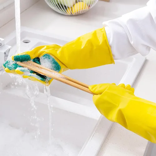 Vista 3 de iplusmile 1 par de guantes de látex guantes de limpieza para el hogar, guantes de lavandería, herramientas de limpieza para el hogar, almohadilla