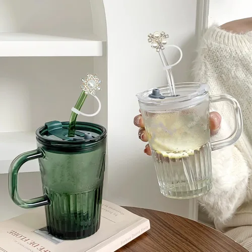 Vista 4 de Funda de popote para vaso Stanley de 40 onzas, 30 onzas, perlas brillantes, bonitos accesorios de taza de silicona a prueba de fugas reutilizables