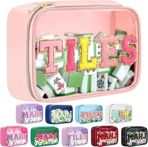 Vista 13 de Bolsa Mahjong American Mahjong Case impermeable, marrón tartán, Mahj Tartán marrón