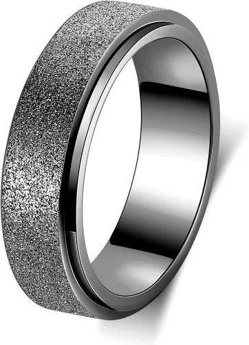 Vista 16 de Fidget Ring Women for Anxiety Rings:Personalized Inspirational Mantra Stainless Steel Silver Black Rainbow Rose Gold Spinning Ring for Men Women